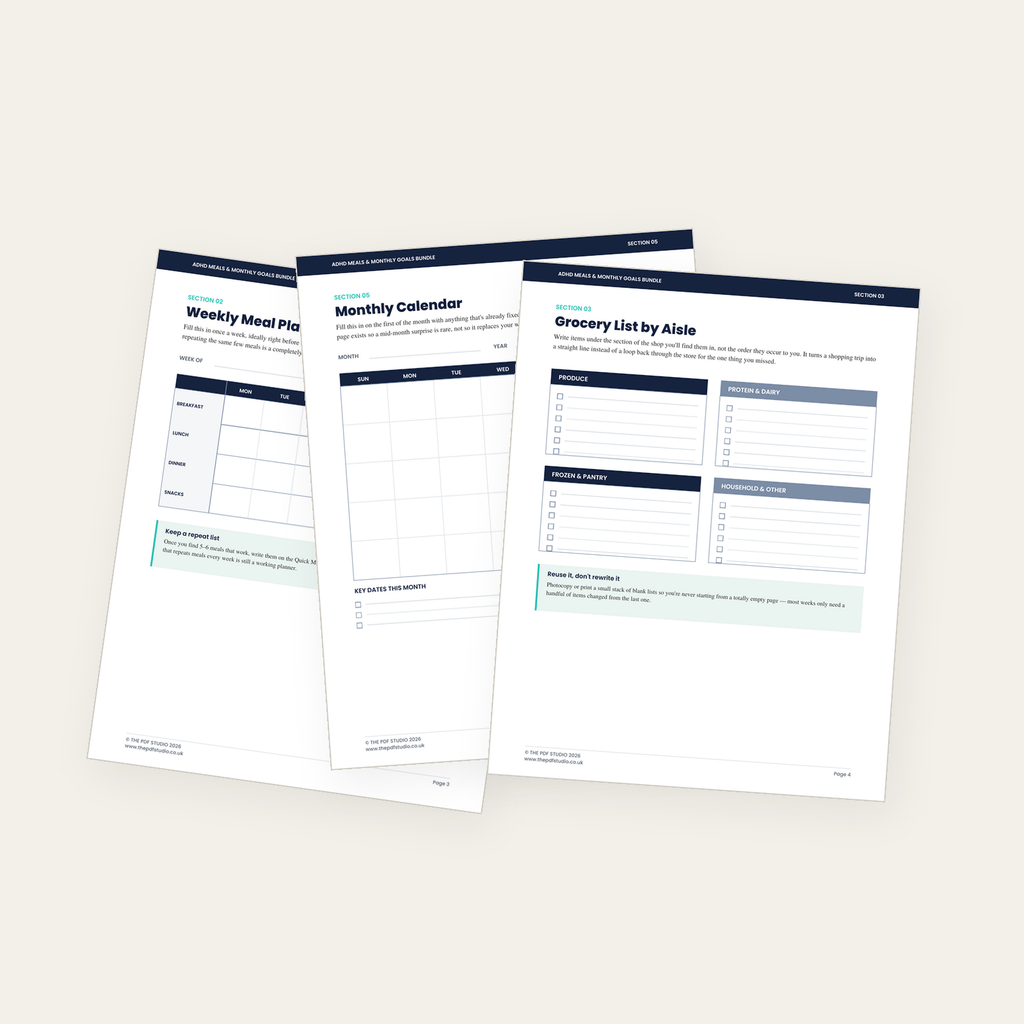 ADHD Meals & Monthly Goals Bundle